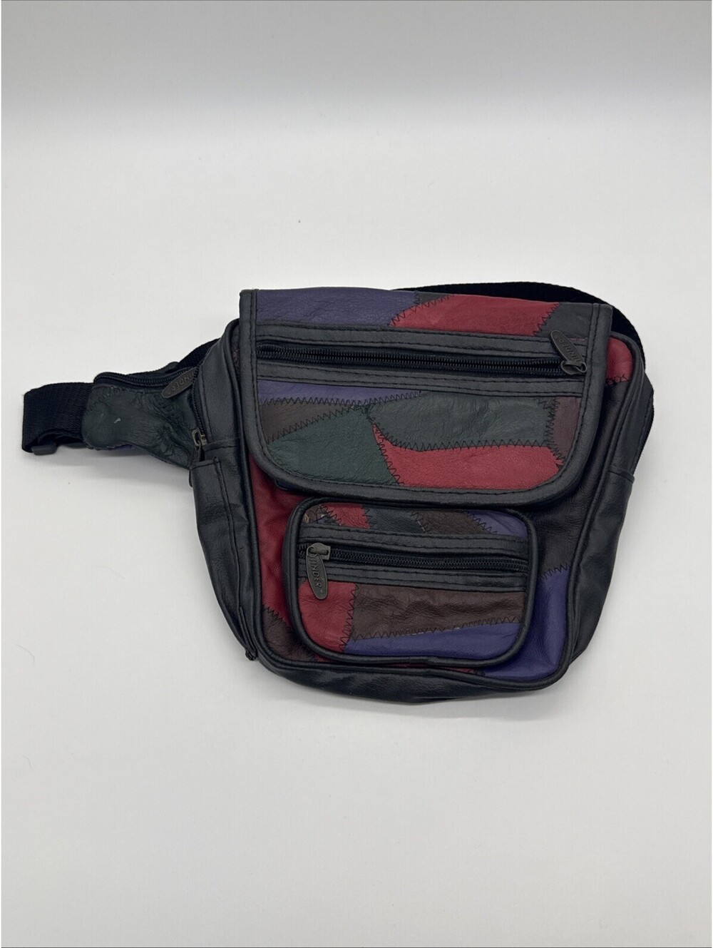 RARE Vintage TINDER Patchwork Leather Waist Bag 90s Boho Utility Sling